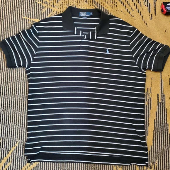 Polo by Ralph Lauren Black and White Striped Polo Shirt - Picture 1 of 8